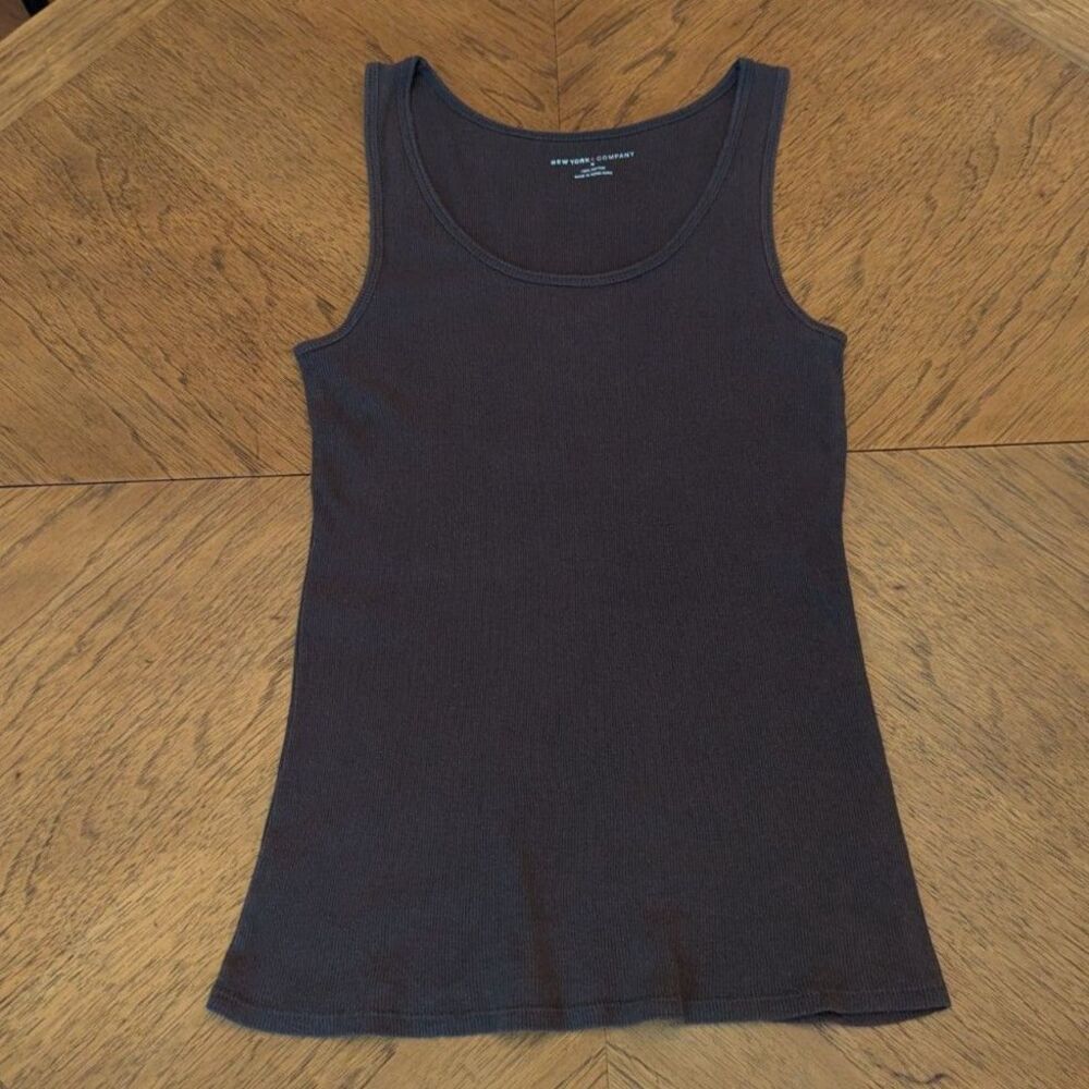 Y2K New York & Company Chocolate Brown Cotton Ribbed Tank Top Size Medium